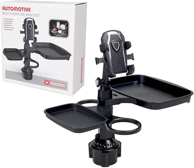 5 in 1 Car Table Tray,Mobile Phone Holder Car Cup Holder Tray ,360° Rotation Cup Holder Tray for Car,Compatible with Vehicles, Car, Road Trip Essentials - MrTs Computers Cybor Store