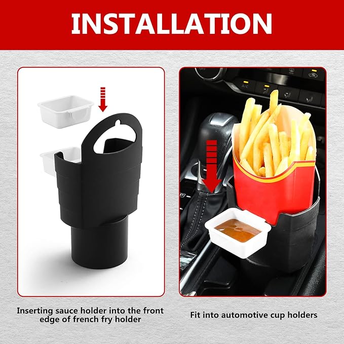 French Fry Holder and Sauce Holder Set for Car, Funny Useful White Elephant Gift Idea for Adults, Stocking Stuffer for Men and Women - MrTs Computers Cybor Store