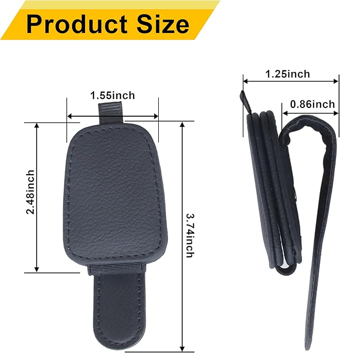 Yuoyar Sunglass Holder for Car, Magnetic Leather Sunglasses Holder and Ticket Card Clip, Car Visor Accessories, 2 Packs (Black) - MrTs Computers Cybor Store