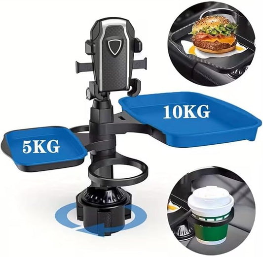 5 in 1 Car Table Tray，Mobile Phone Holder Car Cup Holder Tray ，360° Rotation Cup Holder Tray for Car，Compatible with Vehicles, Car, Road Trip Essentials - MrTs Computers Cybor Store