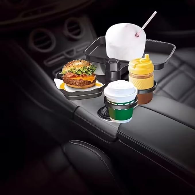 5 in 1 Car Table Tray，Mobile Phone Holder Car Cup Holder Tray ，360° Rotation Cup Holder Tray for Car，Compatible with Vehicles, Car, Road Trip Essentials - MrTs Computers Cybor Store