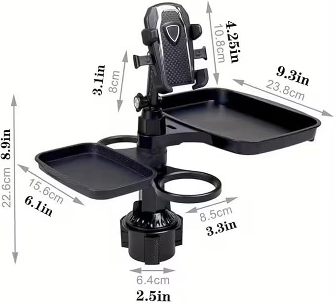 5 in 1 Car Table Tray，Mobile Phone Holder Car Cup Holder Tray ，360° Rotation Cup Holder Tray for Car，Compatible with Vehicles, Car, Road Trip Essentials - MrTs Computers Cybor Store