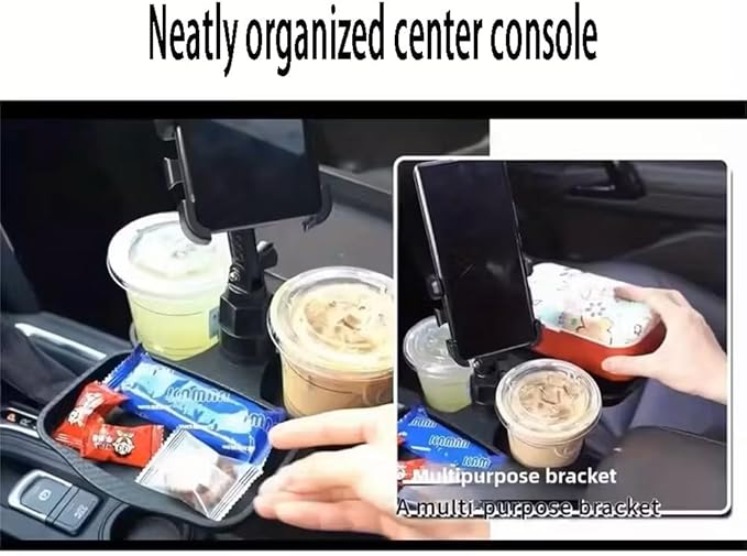 5 in 1 Car Table Tray，Mobile Phone Holder Car Cup Holder Tray ，360° Rotation Cup Holder Tray for Car，Compatible with Vehicles, Car, Road Trip Essentials - MrTs Computers Cybor Store