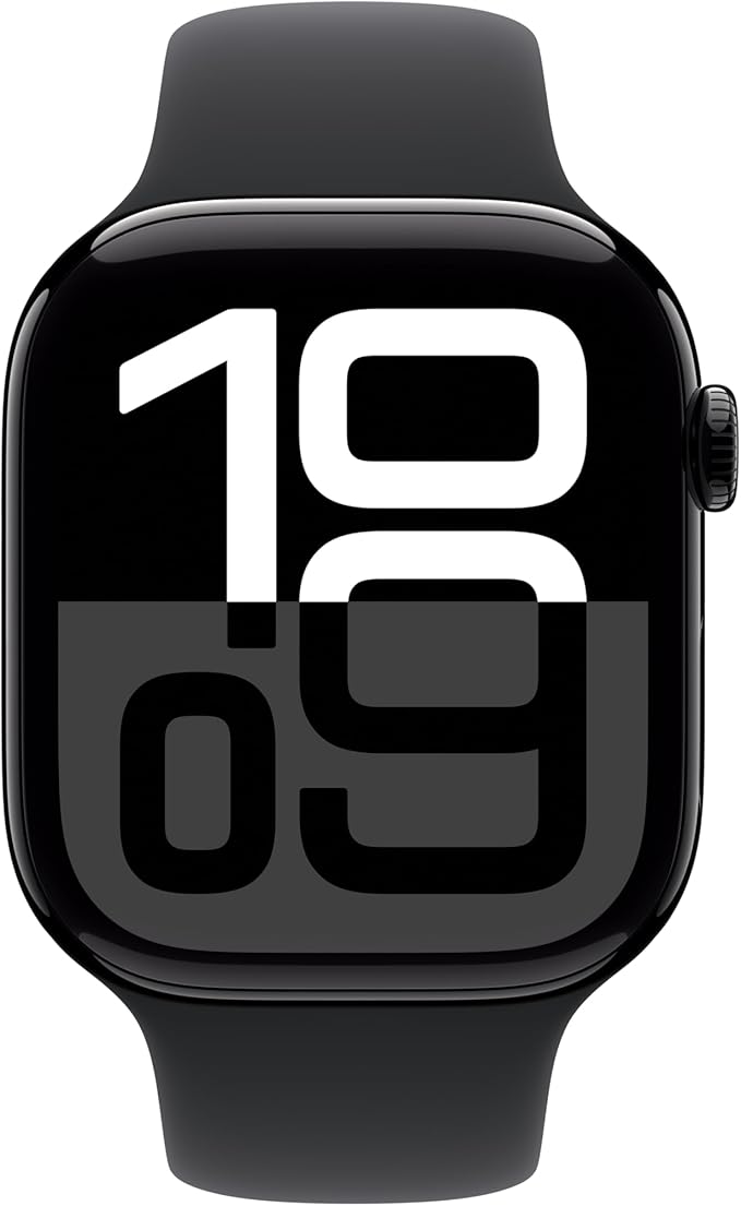 Apple Watch Series 10 [GPS 46mm case] Smartwatch with Jet Black Aluminium Case with Black Sport Band - M/L. Fitness Tracker, ECG App, Always - On Retina Display, Water Resistant - MrTs Computers Cybor Store
