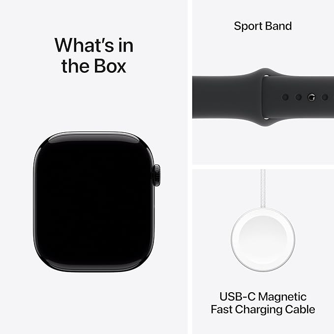 Apple Watch Series 10 [GPS 46mm case] Smartwatch with Jet Black Aluminium Case with Black Sport Band - M/L. Fitness Tracker, ECG App, Always - On Retina Display, Water Resistant - MrTs Computers Cybor Store