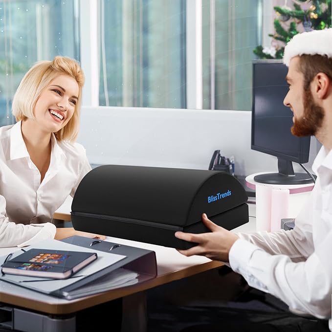 BlissTrends Foot Rest for Under Desk at Work - Versatile Foot Stool with Washable Cover - Comfortable Footrest with 2 Adjustable Heights for Car,Home and Office to Relieve Back,Lumbar,Knee Pain - Black - MrTs Computers Cybor Store