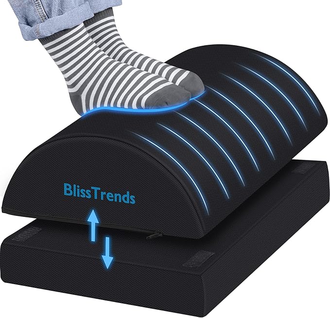 BlissTrends Foot Rest for Under Desk at Work - Versatile Foot Stool with Washable Cover - Comfortable Footrest with 2 Adjustable Heights for Car,Home and Office to Relieve Back,Lumbar,Knee Pain - Black - MrTs Computers Cybor Store
