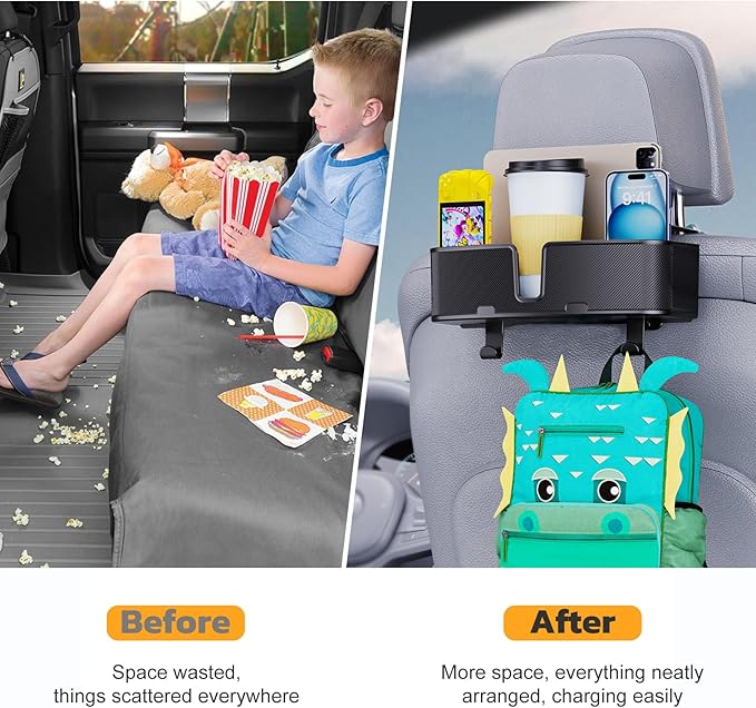 Car Headrest Cup Holder for Back Seat Organizer for Multi - Hanging Snack Storage Box with Strong Hooks for Kids and Uber Backseat Passengers Share Rid for Travel Accessories - MrTs Computers Cybor Store