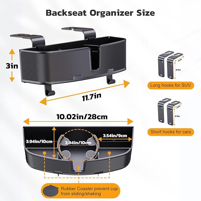 Car Headrest Cup Holder for Back Seat Organizer for Multi - Hanging Snack Storage Box with Strong Hooks for Kids and Uber Backseat Passengers Share Rid for Travel Accessories - MrTs Computers Cybor Store