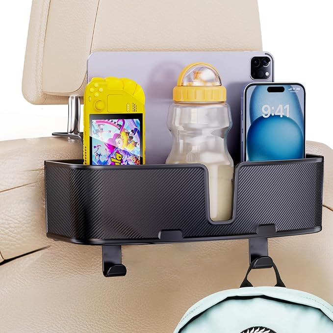 Car Headrest Cup Holder for Back Seat Organizer for Multi - Hanging Snack Storage Box with Strong Hooks for Kids and Uber Backseat Passengers Share Rid for Travel Accessories - MrTs Computers Cybor Store