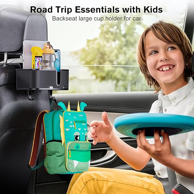 Car Headrest Cup Holder for Back Seat Organizer for Multi - Hanging Snack Storage Box with Strong Hooks for Kids and Uber Backseat Passengers Share Rid for Travel Accessories - MrTs Computers Cybor Store