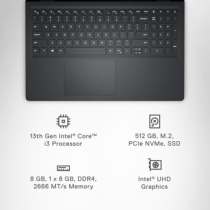 Dell Inspiron 3530 Laptop - 15.6 - inch FHD (1920x1080) Display, Intel Core i3 - 1305U Processor, 8GB DDR4 RAM, 512GB SSD, Intel UHD Graphics, Windows 11 Home, Onsite Service - Carbon Black - MrTs Computers Cybor Store