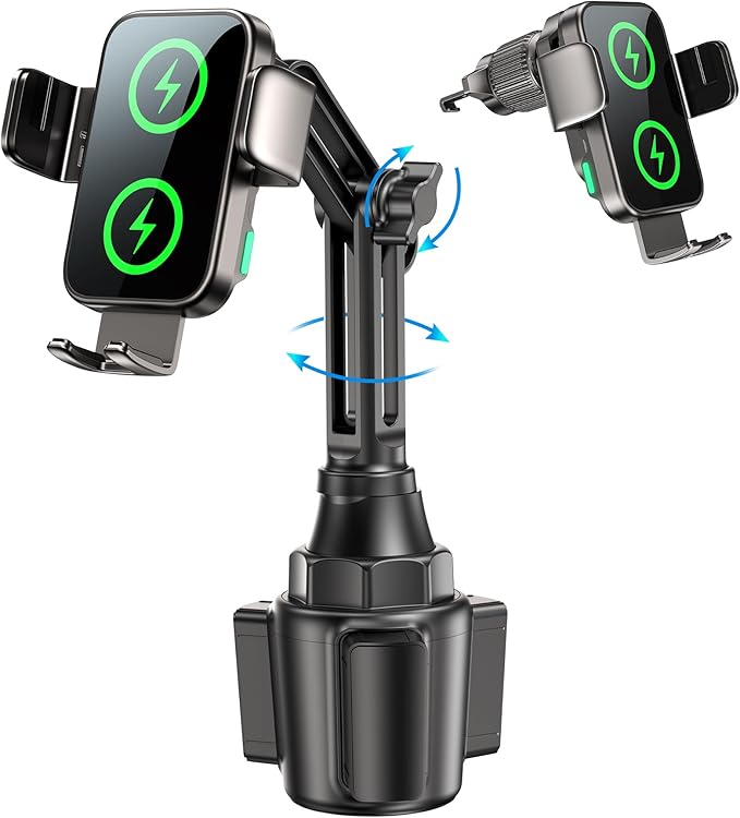 Dual Coil 15W Cup Phone Holder Mount,Wireless Car Charger Auto - Clamping Fast Charging Vent Phone Holders for Your Car for iPhone 17/16/15,Samsung Flip S25 S24 S23 S22 Ultra - MrTs Computers Cybor Store