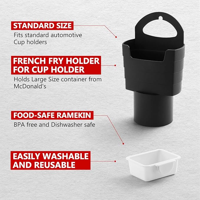 French Fry Holder and Sauce Holder Set for Car, Funny Useful White Elephant Gift Idea for Adults, Stocking Stuffer for Men and Women - MrTs Computers Cybor Store