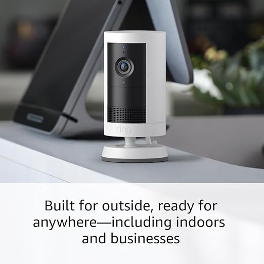 Introducing Ring Outdoor Cam Plus, Battery — Wide - Angle 2K Video with Ring Vision, Low - Light Sight for full - color night vision, Mount - Anywhere Versatility, White - MrTs Computers Cybor Store