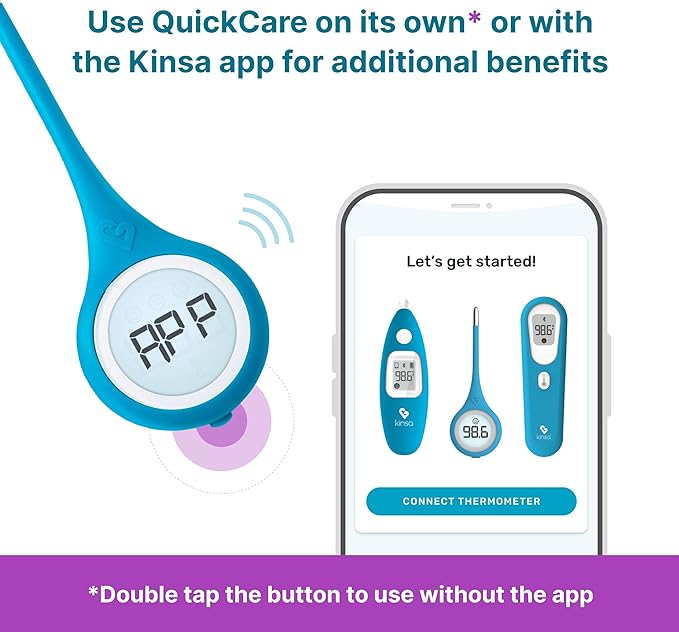 Kinsa Smart,Fever, Digital Medical Baby, Kid and Adult Termometro - Accurate, Fast, FDA Cleared Thermometer for Oral, Armpit or Rectal Temperature Reading - QuickCare - MrTs Computers Cybor Store