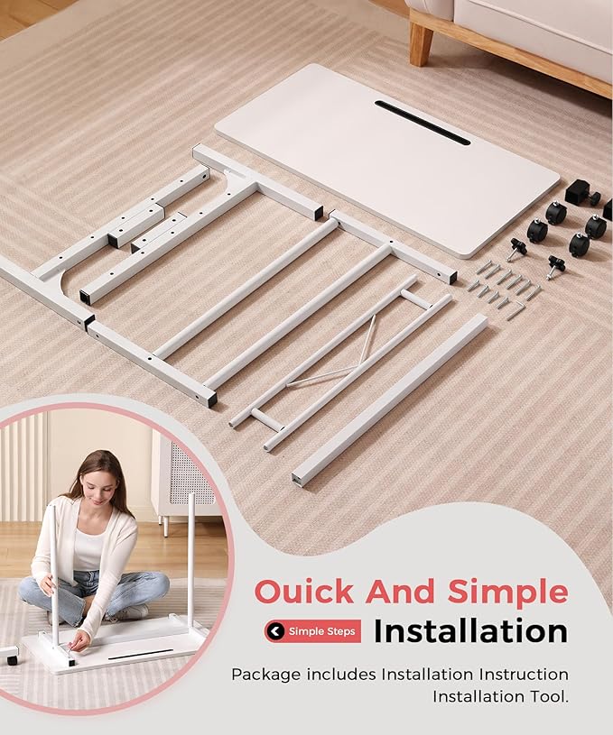 KLSMYHOKI Portable Standing Desk Adjustable Height, Small Computer, Laptop, Mobile Stand Up Rolling Desk with Wheels, Table for Home Office, 16"x31.5" Height 27" - 43.5", White - MrTs Computers Cybor Store