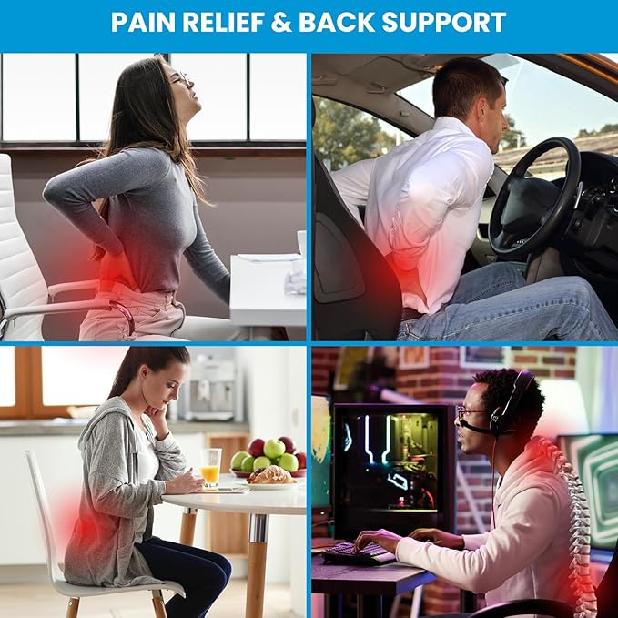 Lumbar Support Pillow for Office Chair, Office Home Essentials,Stocking Stuffers,Back Support Pillow for Car, Chair Cushions,Back Pain Relief Improve Posture,Mesh Cover Double Adjustable Straps - MrTs Computers Cybor Store