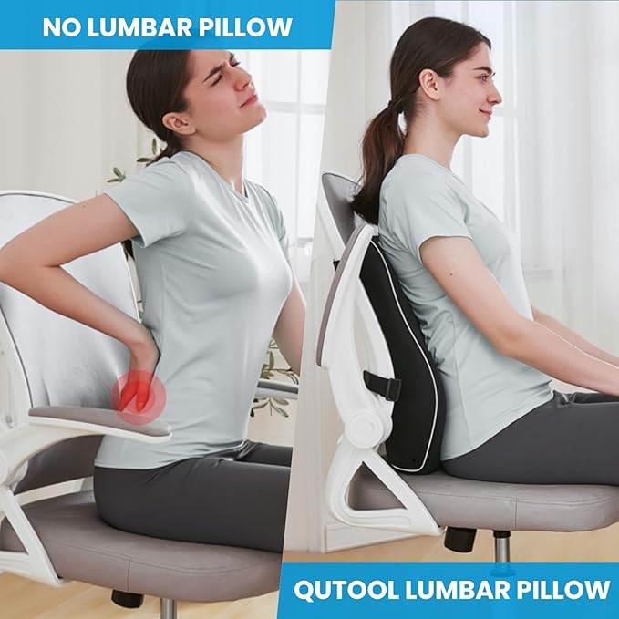 Lumbar Support Pillow for Office Chair, Office Home Essentials,Stocking Stuffers,Back Support Pillow for Car, Chair Cushions,Back Pain Relief Improve Posture,Mesh Cover Double Adjustable Straps - MrTs Computers Cybor Store