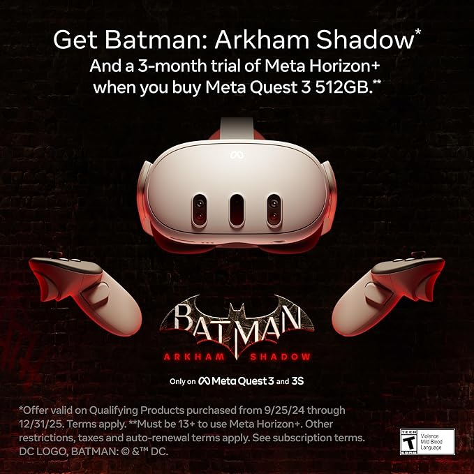 Meta Quest 3 512GB | Thirty Percent Sharper Resolution — 2X Graphical Processing Power — Play Without Wires — Get Batman: Arkham Shadow and a 3 - Month Trial of Meta Horizon+ Included - MrTs Computers Cybor Store