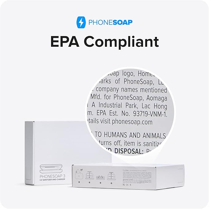 PhoneSoap 3 UV Cell Phone Sanitizer & Dual Universal Cell Phone Charger Box | Patented & Clinically Proven 360 - Degree UV - C Light Sanitizer | Disinfects and Charges All Phones (White) - MrTs Computers Cybor Store