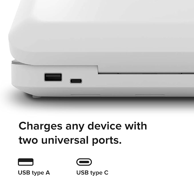 PhoneSoap 3 UV Cell Phone Sanitizer & Dual Universal Cell Phone Charger Box | Patented & Clinically Proven 360 - Degree UV - C Light Sanitizer | Disinfects and Charges All Phones (White) - MrTs Computers Cybor Store