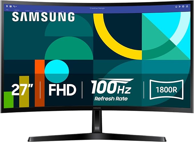 Samsung 27" Essential S3 (S36GD) Series FHD 1800R Curved Computer Monitor, 100Hz, Game Mode, Advanced Eye Comfort, HDMI and D - sub Ports, LS27D366GANXZA, 2024 - MrTs Computers Cybor Store