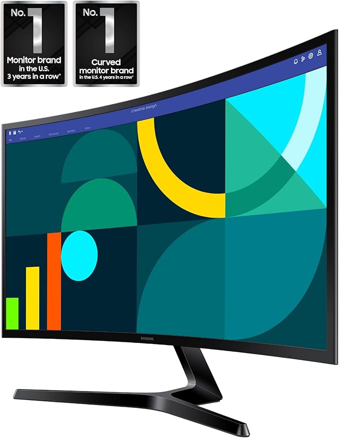 Samsung 27" Essential S3 (S36GD) Series FHD 1800R Curved Computer Monitor, 100Hz, Game Mode, Advanced Eye Comfort, HDMI and D - sub Ports, LS27D366GANXZA, 2024 - MrTs Computers Cybor Store