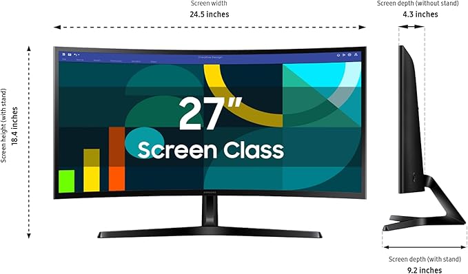 Samsung 27" Essential S3 (S36GD) Series FHD 1800R Curved Computer Monitor, 100Hz, Game Mode, Advanced Eye Comfort, HDMI and D - sub Ports, LS27D366GANXZA, 2024 - MrTs Computers Cybor Store