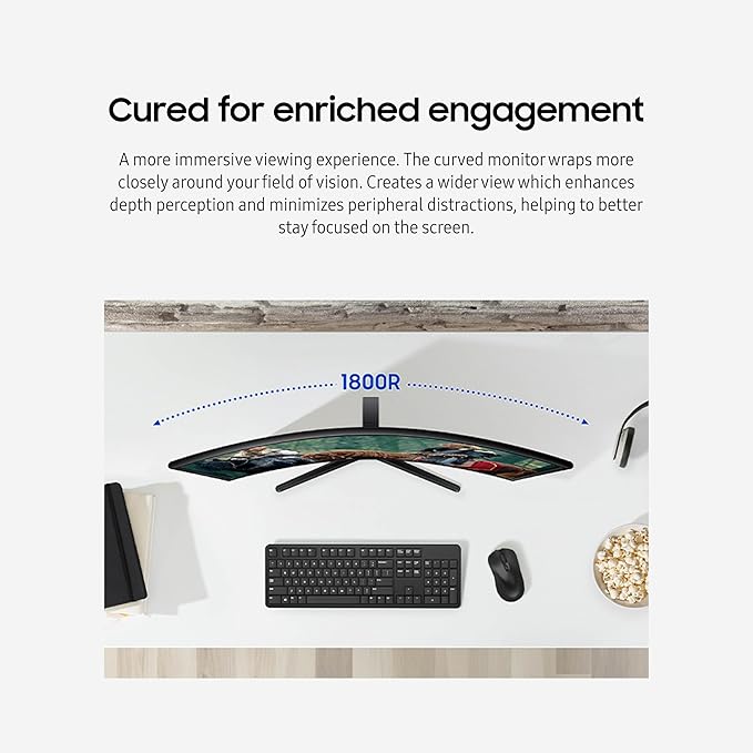 Samsung 27" Essential S3 (S36GD) Series FHD 1800R Curved Computer Monitor, 100Hz, Game Mode, Advanced Eye Comfort, HDMI and D - sub Ports, LS27D366GANXZA, 2024 - MrTs Computers Cybor Store