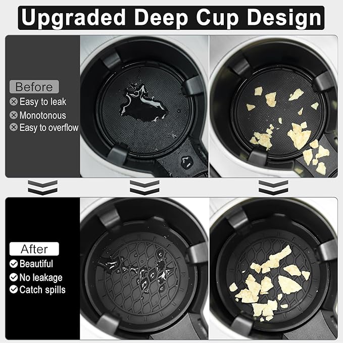 SINGARO Car Cup Holder Coaster, Silicone Cup Holder Insert, Universal Non - Slip Cup Holders, Car Accessories Interior for Women and Man Interior Sets 4 Pack Black - MrTs Computers Cybor Store