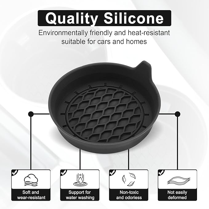 SINGARO Car Cup Holder Coaster, Silicone Cup Holder Insert, Universal Non - Slip Cup Holders, Car Accessories Interior for Women and Man Interior Sets 4 Pack Black - MrTs Computers Cybor Store