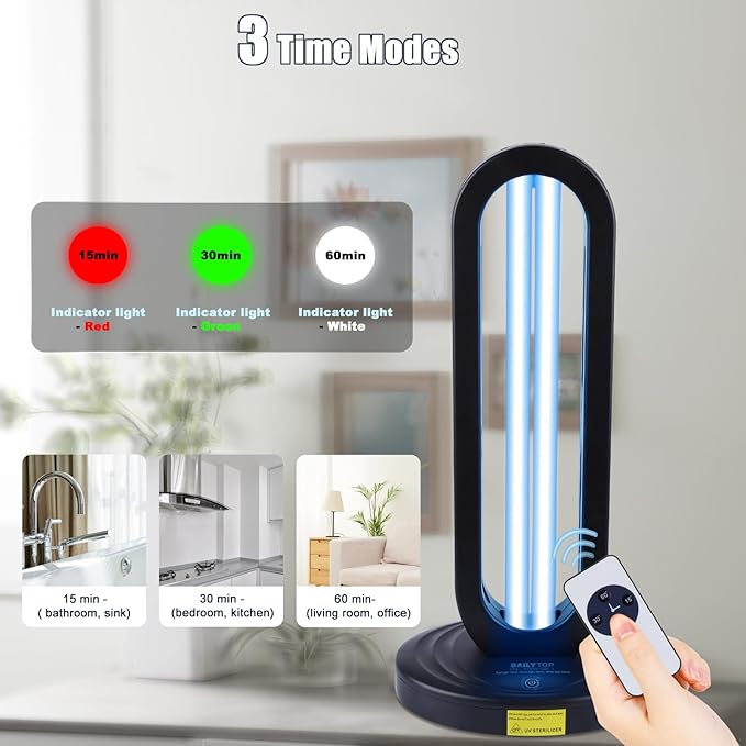 UV Light Sanitizer with Ozone,Ultraviolet Light Sanitizer for Room,UVO Lamp with Remote Control,Home Disinfection Device,15/30/60 Minutes Timer - MrTs Computers Cybor Store