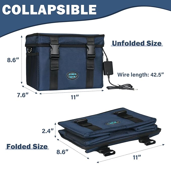 UVC Sanitizer Box Ozone Free with Timer, Portable Large Cleaner Bag with USB Port, UV Light Blue Tote for Mask, Cell Phone, Baby Bottle, Key, Towel 12L/3.17 gal - MrTs Computers Cybor Store