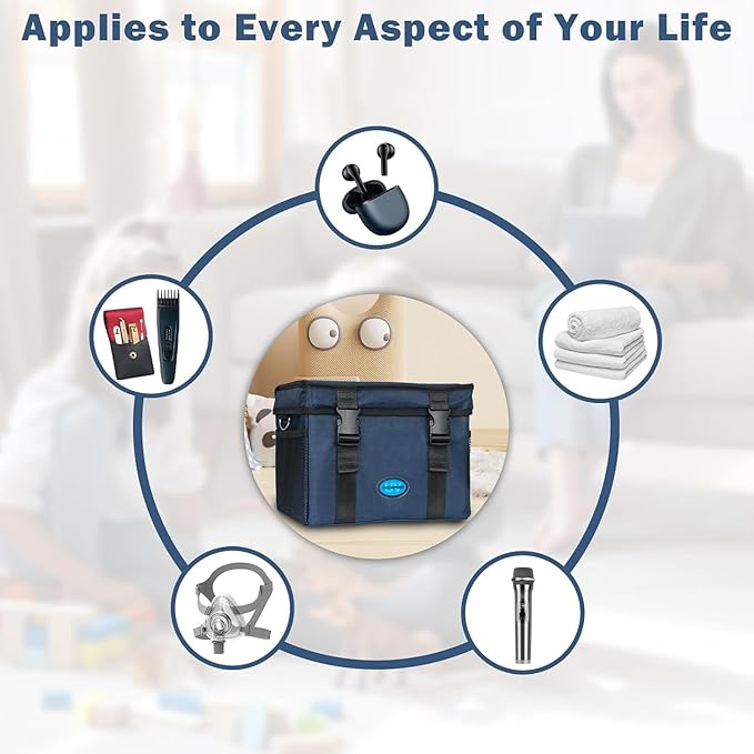 UVC Sanitizer Box Ozone Free with Timer, Portable Large Cleaner Bag with USB Port, UV Light Blue Tote for Mask, Cell Phone, Baby Bottle, Key, Towel 12L/3.17 gal - MrTs Computers Cybor Store