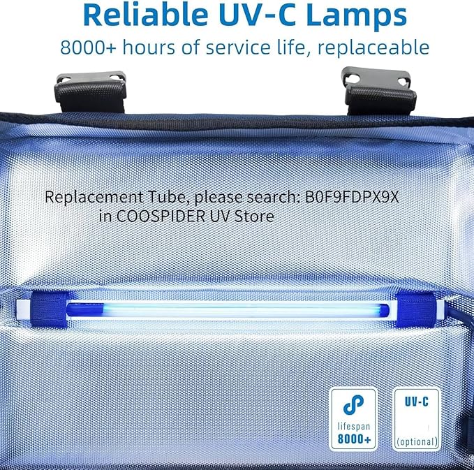 UVC Sanitizer Box Ozone Free with Timer, Portable Large Cleaner Bag with USB Port, UV Light Blue Tote for Mask, Cell Phone, Baby Bottle, Key, Towel 12L/3.17 gal - MrTs Computers Cybor Store