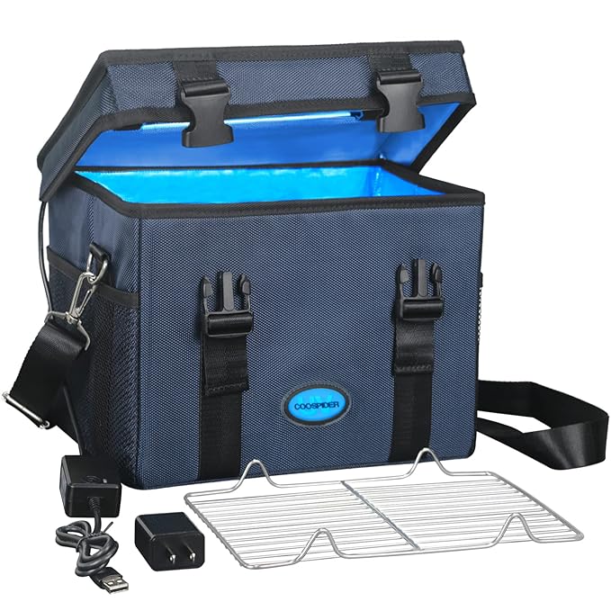 UVC Sanitizer Box Ozone Free with Timer, Portable Large Cleaner Bag with USB Port, UV Light Blue Tote for Mask, Cell Phone, Baby Bottle, Key, Towel 12L/3.17 gal - MrTs Computers Cybor Store