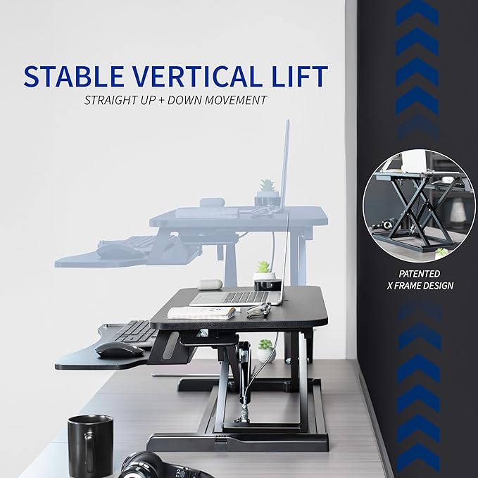 VIVO 32 inch Desk Converter, K Series, Height Adjustable Sit to Stand Riser, Dual Monitor and Laptop Workstation with Wide Keyboard Tray, Black, DESK - V000K - MrTs Computers Cybor Store