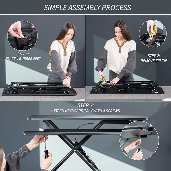 VIVO 32 inch Desk Converter, K Series, Height Adjustable Sit to Stand Riser, Dual Monitor and Laptop Workstation with Wide Keyboard Tray, Black, DESK - V000K - MrTs Computers Cybor Store